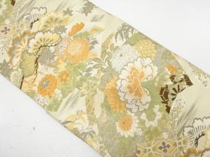 アンティーク　花車・几帳模様織り出し丸帯（材料）